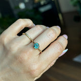 1.34ct Round Teal Montana Sapphire Scallop Cup Solitaire in 14k Yellow Gold