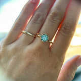 1.34ct Round Teal Montana Sapphire Scallop Cup Solitaire in 14k Yellow Gold