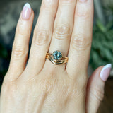 1.34ct Round Teal Montana Sapphire Scallop Cup Solitaire in 14k Yellow Gold