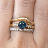 1.32ct Round Glowy Madagascar Round Sapphire and Diamond Starry Night Low Profile Solitaire in 14k Yellow Gold