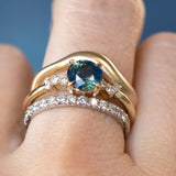 1.32ct Round Glowy Madagascar Round Sapphire and Diamond Starry Night Low Profile Solitaire in 14k Yellow Gold