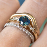 1.32ct Round Glowy Madagascar Round Sapphire and Diamond Starry Night Low Profile Solitaire in 14k Yellow Gold