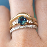 1.32ct Round Glowy Madagascar Round Sapphire and Diamond Starry Night Low Profile Solitaire in 14k Yellow Gold