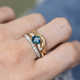 1.32ct Round Glowy Madagascar Round Sapphire and Diamond Starry Night Low Profile Solitaire in 14k Yellow Gold