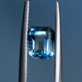 2.03CT EMERALD CUT MONTANA SAPPHIRE, BI-COLOR PARTI ROYAL BLUE WHITE, 6.90X5.68X4.73MM