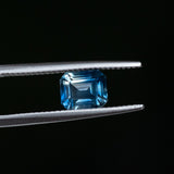 2.03CT EMERALD CUT MONTANA SAPPHIRE, BI-COLOR PARTI ROYAL BLUE WHITE, 6.90X5.68X4.73MM