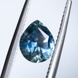1.36CT PEAR MONTANA SAPPHIRE, PARTI BLUE WHITE, 7.76X6.42X3.89MM, UNTREATED