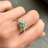 3.28ct Pear Untreated Montana Sapphire and Diamond Asymmetrical Cluster Ring in 14k Green Gold
