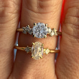 0.83ct White Ceylon Sapphire and Diamond Starry Night Low Profile Solitaire in 14k White Gold