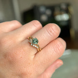 0.83ct Untreated Teal Montana Sapphire Evergreen Carved 4 Prong Solitaire in 14k Yellow Gold