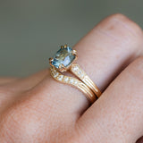 2.16ct Untreated Malawi Cushion Cut Sapphire and Diamond Vintage Cathedral Four Prong Ring in 14k Yellow Gold (Copy)