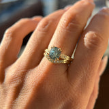 2.16ct Untreated Malawi Cushion Cut Sapphire and Diamond Vintage Cathedral Four Prong Ring in 14k Yellow Gold (Copy)