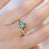 2.09ct Precision Cut Teal Montana Sapphire Four Prong Hidden Halo Solitaire in 18k Yellow Gold
