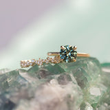 2.09ct Precision Cut Teal Montana Sapphire Four Prong Hidden Halo Solitaire in 18k Yellow Gold