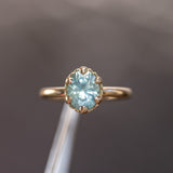 2.32ct Oval Unheated Silky Teal Montana Sapphire Scallop Cup Solitaire in 14k Yellow Gold