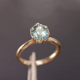 2.32ct Oval Unheated Silky Teal Montana Sapphire Scallop Cup Solitaire in 14k Yellow Gold