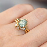 2.32ct Oval Unheated Silky Teal Montana Sapphire Scallop Cup Solitaire in 14k Yellow Gold