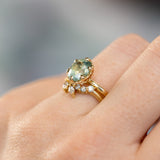 2.32ct Oval Unheated Silky Teal Montana Sapphire Scallop Cup Solitaire in 14k Yellow Gold