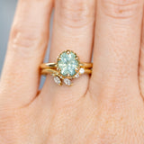 2.32ct Oval Unheated Silky Teal Montana Sapphire Scallop Cup Solitaire in 14k Yellow Gold