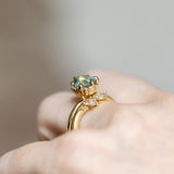 2.32ct Oval Unheated Silky Teal Montana Sapphire Scallop Cup Solitaire in 14k Yellow Gold