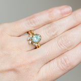 2.32ct Oval Unheated Silky Teal Montana Sapphire Scallop Cup Solitaire in 14k Yellow Gold