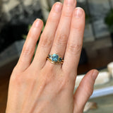 2.36ct Fancy Cushion Cut Montana Sapphire and Australian Sapphire Antique Compass Set Low Profile Ring in 18k Yellow Gold