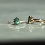 1.75ct Untreated Oval Nigerian Sapphire Lotus Six Prong Solitaire with Diamonds in 14k Yellow Gold