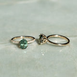 1.75ct Untreated Oval Nigerian Sapphire Lotus Six Prong Solitaire with Diamonds in 14k Yellow Gold