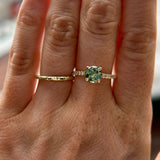 1.46ct Round Parti Green and Teal Montana Sapphire and Pavé Set Diamond Solitaire in 14K Yellow Gold
