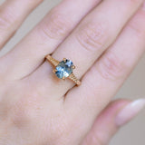 2.13ct Untreated Blue Madagascar Sapphire Vine Cathedral Four Prong Ring in 14k Yellow Gold