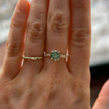 1.46ct Round Parti Green and Teal Montana Sapphire and Pavé Set Diamond Solitaire in 14K Yellow Gold