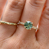 1.46ct Round Parti Green and Teal Montana Sapphire and Pavé Set Diamond Solitaire in 14K Yellow Gold