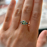 1.75ct Asscher Cut Parti Madagascar Sapphire and Trillion Sapphire Antique Compass Set Low Profile Ring in 14k Yellow Gold