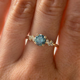 CUSTOMER HOLD - 1.06ct Round Blue Montana Sapphire and Diamond Starry Night Low Profile Solitaire in 14k Yellow Gold