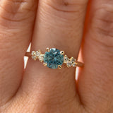 CUSTOMER HOLD - 1.06ct Round Blue Montana Sapphire and Diamond Starry Night Low Profile Solitaire in 14k Yellow Gold