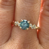 CUSTOMER HOLD - 1.06ct Round Blue Montana Sapphire and Diamond Starry Night Low Profile Solitaire in 14k Yellow Gold