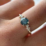 1.06ct Round Blue Montana Sapphire and Diamond Starry Night Low Profile Solitaire in 14k Yellow Gold