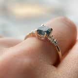 CUSTOMER HOLD - 1.06ct Round Blue Montana Sapphire and Diamond Starry Night Low Profile Solitaire in 14k Yellow Gold