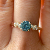 1.06ct Round Blue Montana Sapphire and Diamond Starry Night Low Profile Solitaire in 14k Yellow Gold