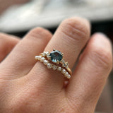 CUSTOMER HOLD - 1.06ct Round Blue Montana Sapphire and Diamond Starry Night Low Profile Solitaire in 14k Yellow Gold