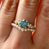 CUSTOMER HOLD - 1.06ct Round Blue Montana Sapphire and Diamond Starry Night Low Profile Solitaire in 14k Yellow Gold