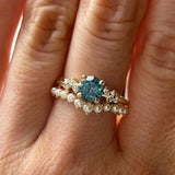 CUSTOMER HOLD - 1.06ct Round Blue Montana Sapphire and Diamond Starry Night Low Profile Solitaire in 14k Yellow Gold