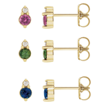 Sapphire + Diamond Accent Stud Earrings in 14k Gold