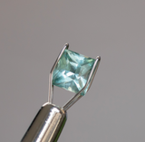 1.52ct Princess Cut Montana Sapphire and Diamond Starry Night Low Profile Solitaire in 14k Yellow Gold