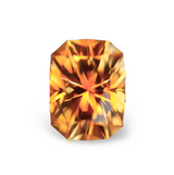 2.59CT PRECISION CUT RADIANT MONTANA SAPPHIRE, PARTI ORANGE YELLOW, 8.5X6.5MM