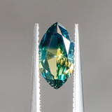 1.56ct Australian Marquise Parti Sapphire Low Profile 6 Prong Evergreen Solitaire in 14k Green Gold