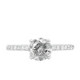 4 Prong Solitaire with Pavé Set Diamonds, Stackable - Setting