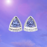 Tanzanite and Diamond Fan stud earrings in 14k Yellow and White Gold
