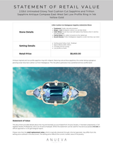 2.53ct Untreated Glowy Teal Cushion Cut Sapphire and Trillion Sapphire Antique Compass East-West Set Low Profile Ring in 14k Yellow Gold