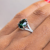 Split Shank Six Prong Solitaire with Pavé Set Diamonds - Low Profile Setting